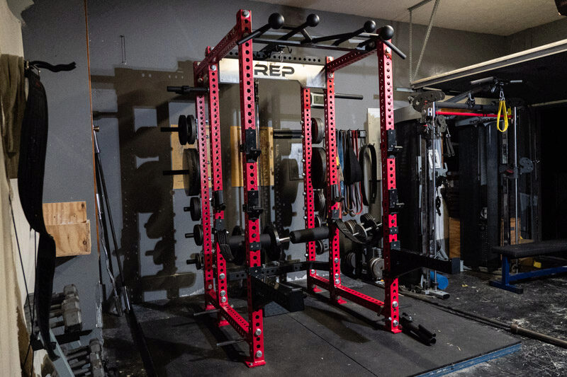 The REP Fitness PR-5000 Power Rack in a home gym