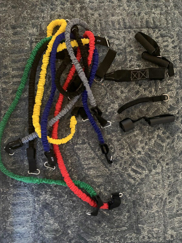 eilison resistance bands on the floor