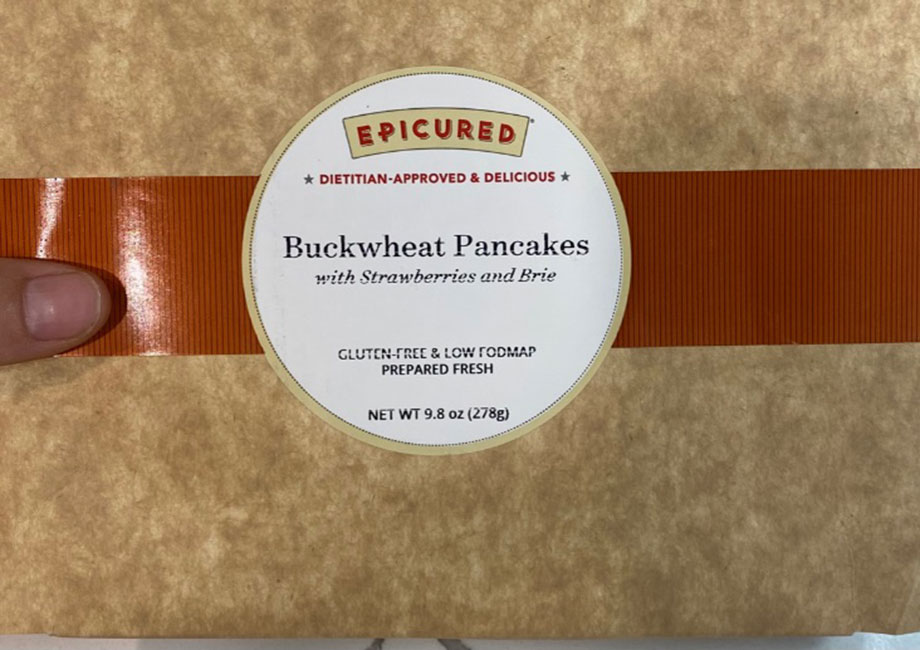 A package of buckwheat pancakes from the Epicured Meal Delivery Service.