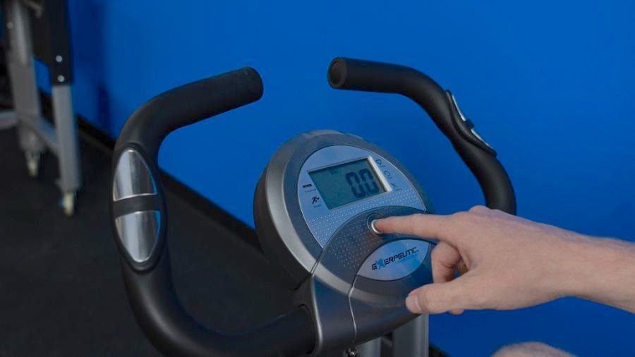 An image of the Exerpeutic folding magnetic exercise bike display