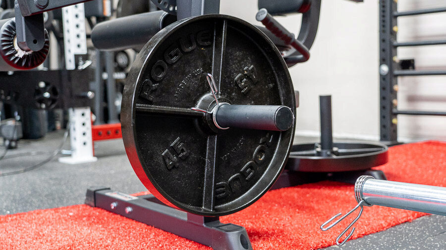 Weights on the Titan Seated Leg Curl/Extension machine 