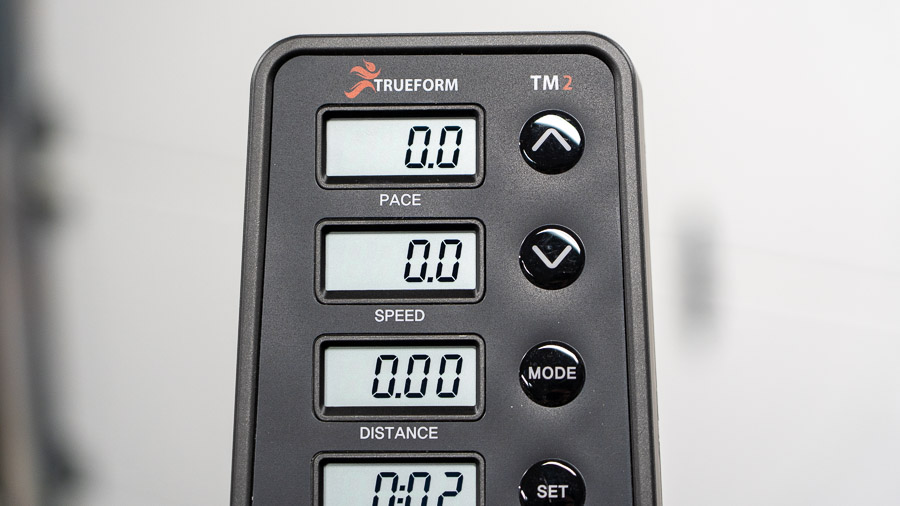 Close up of TrueForm Trainer monitor and metrics 