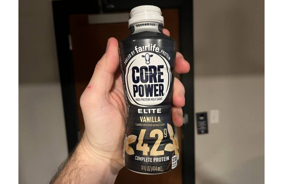 fairlife core power bottle in hand