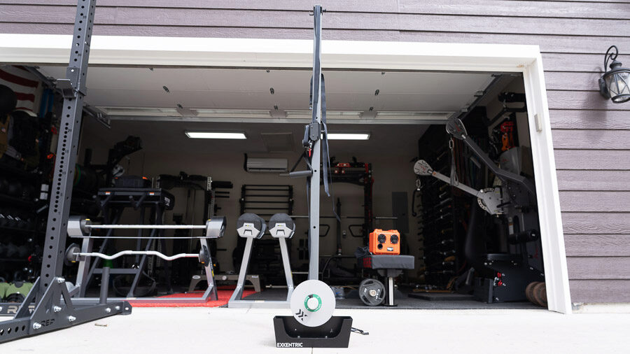 Exxentric kPulley2 Flywheel Training Device in garage gym