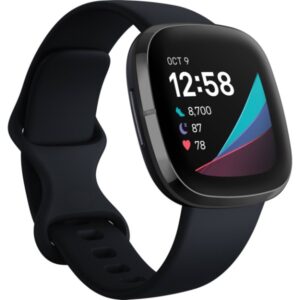 An image of the Fitbit Sense with a black band