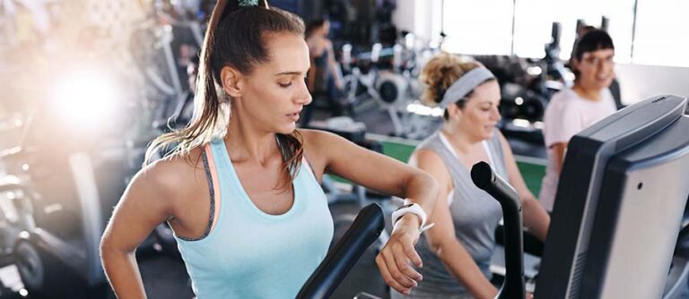 women on the elliptical