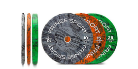 An image of the Fringe Sport bumper plates in colors