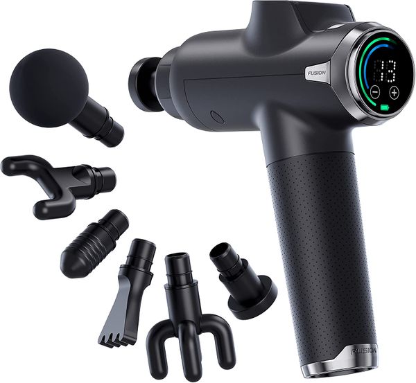 Fusion Black Pro Massage Gun with attachments