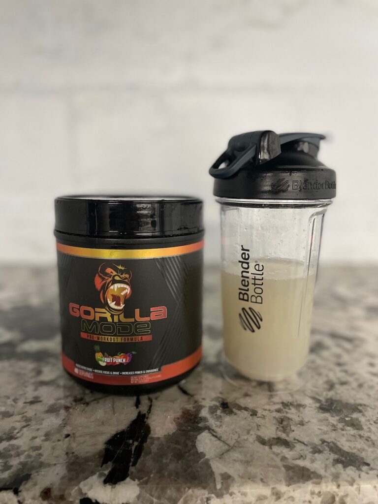 An image of Gorilla Mode pre-workout in a shaker