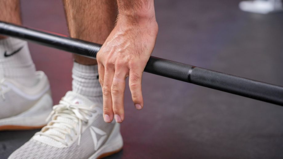 Gripping the mountain knurling on the REP Fitness Hades Deadlift Bar