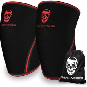 gymreapers knee sleeve in red and black.