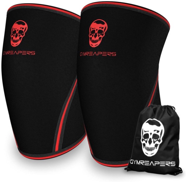 gymreapers knee sleeve in red and black.