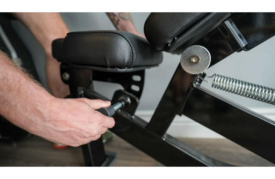 hammer strength adjustable bench adjustment up close