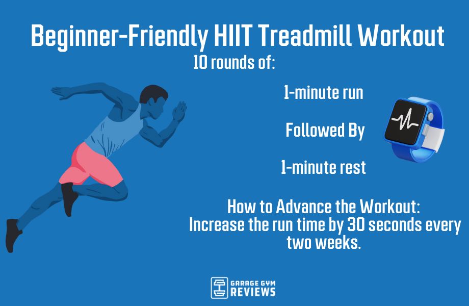 graphic showing a beginner-friendly hiit treadmill workout 