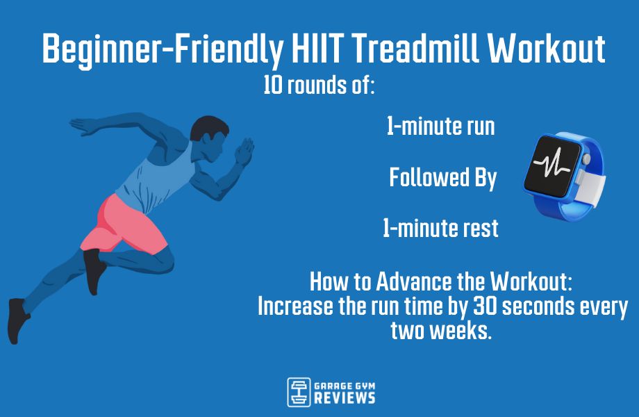 graphic showing a beginner-friendly hiit treadmill workout
