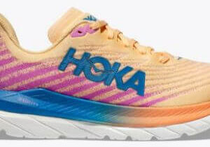 Hoka Mach 5 multicolor orange yellow blue pink shoe