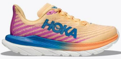 Hoka Mach 5 multicolor orange yellow blue pink shoe