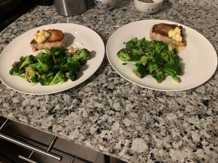 Honey butter pork chops from the Home Chef meal delivery service.