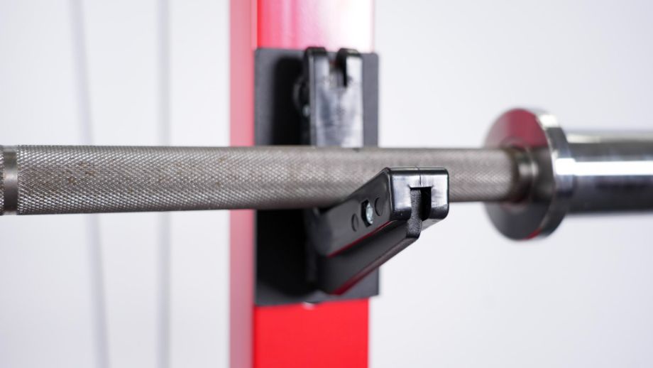 Close up image of the J-hooks on the Major Lutie Power Rack