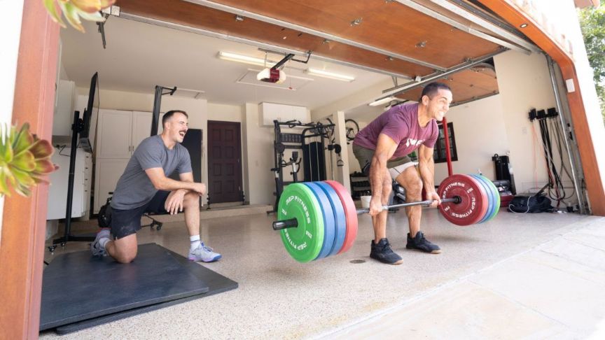 Jason Khalipa and Coop working out together