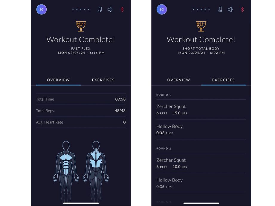 JRNY app workout complete screen