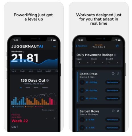 screenshots of the JuggernautAI app from the App Store