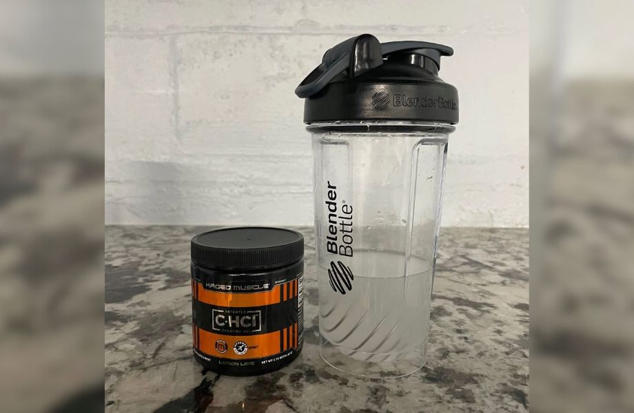 kaged muscle creatine c-hcl on a marble countertop