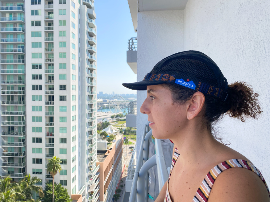 Women wearing Kavu running hat