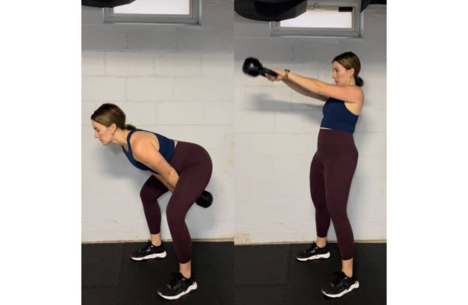 kettlebell swing woman demonstrating