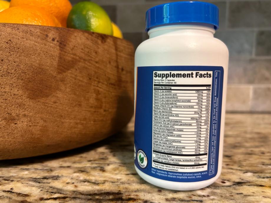 showing label of nutricost multivitamin
