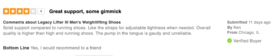 2-star review of Reebok Legacy Lifter 3 shoes.