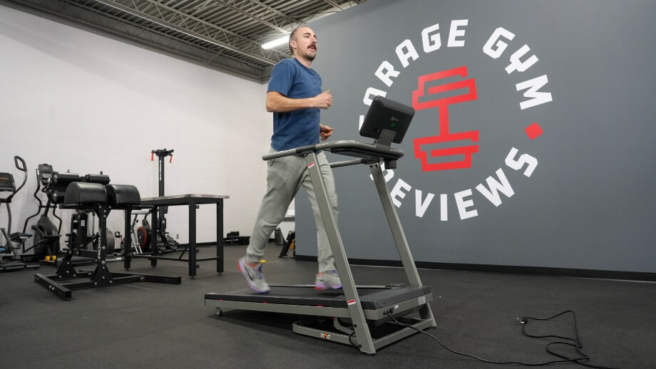 Coop running on the Life Pro pacer treadmill