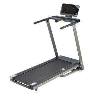 Lifepro foldable treadmill standing alone.