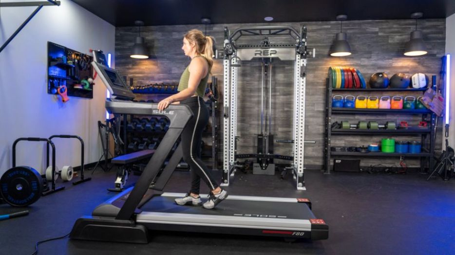 woman walking on sole f80 treadmill