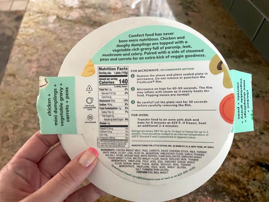 Little Spoons Plate Nutritional Label