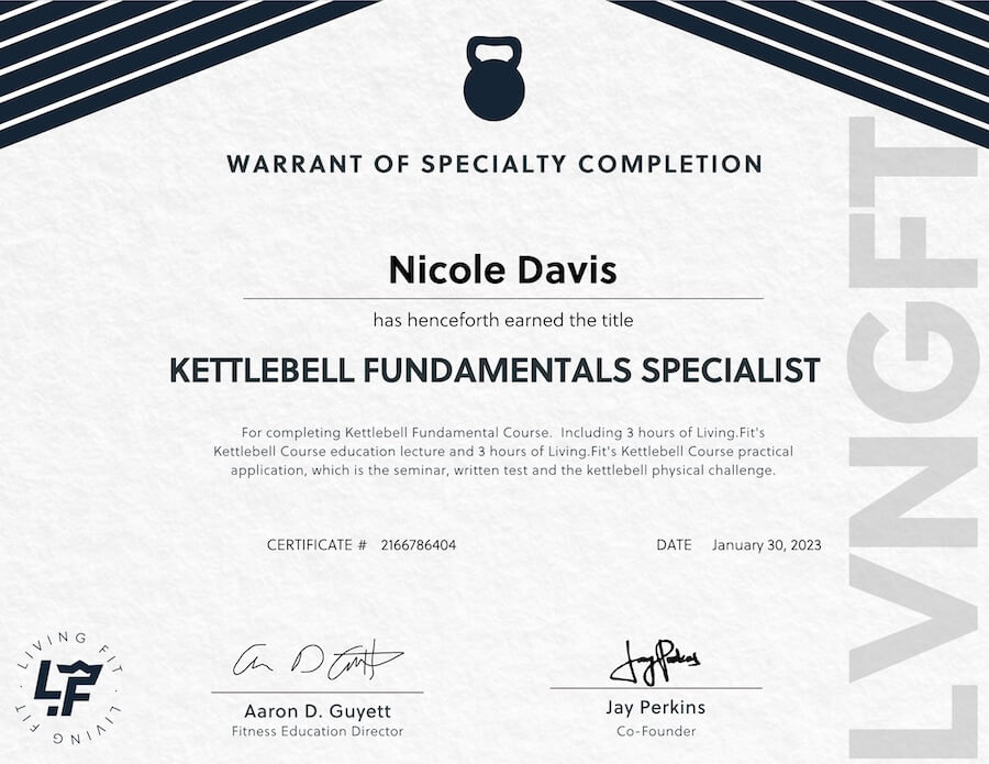 living.fit kettlebell fundamentals certificate