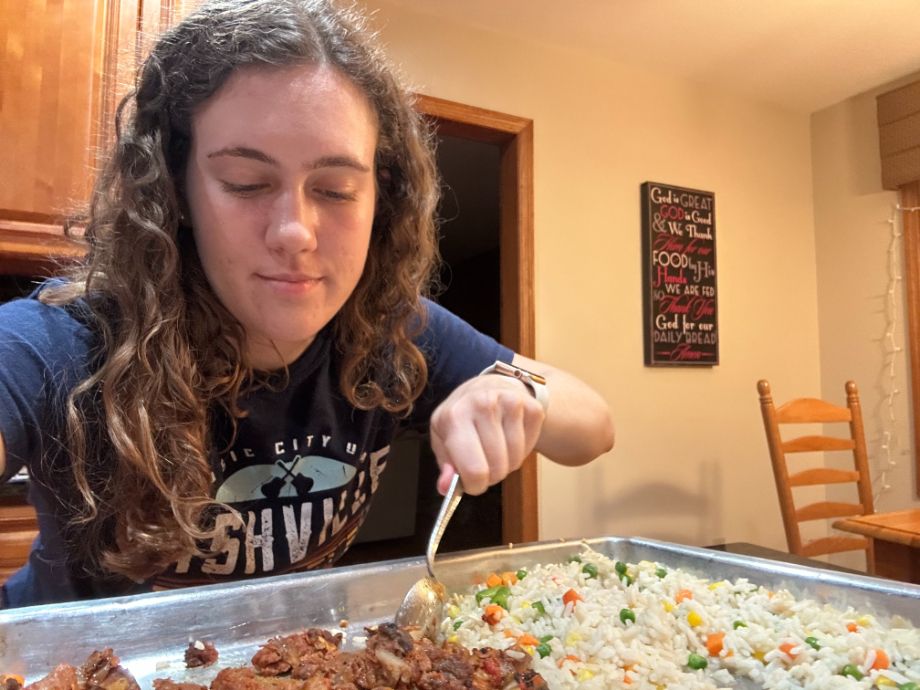 Preparing the Beef Bourguignon and Rice meal from the Magic Kitchen Meal Delivery Service.