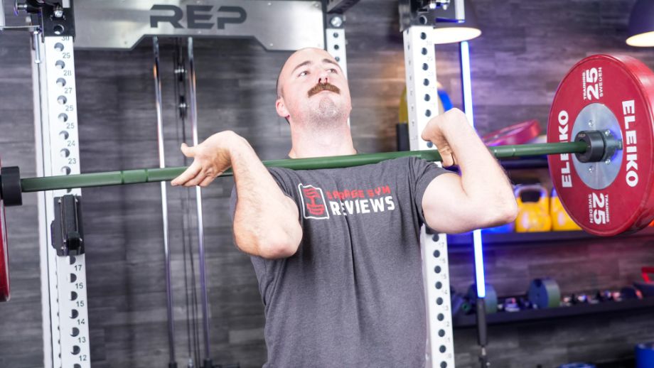 Man performing power cleans with the REP Colorado Bar