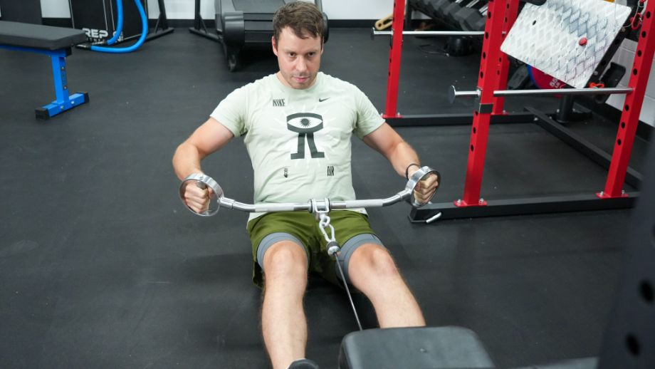 Man doing a seated cable row