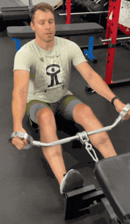 Man doing seated cable rows