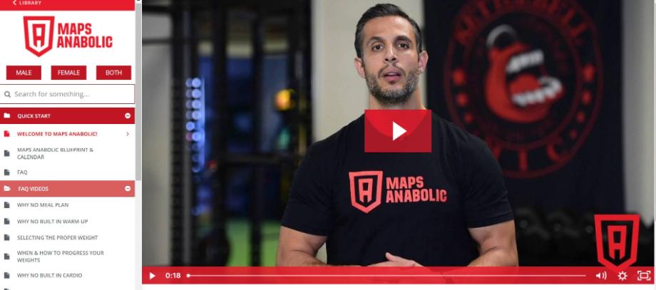 A screenshot showing a training video on MAPS Anabolic.