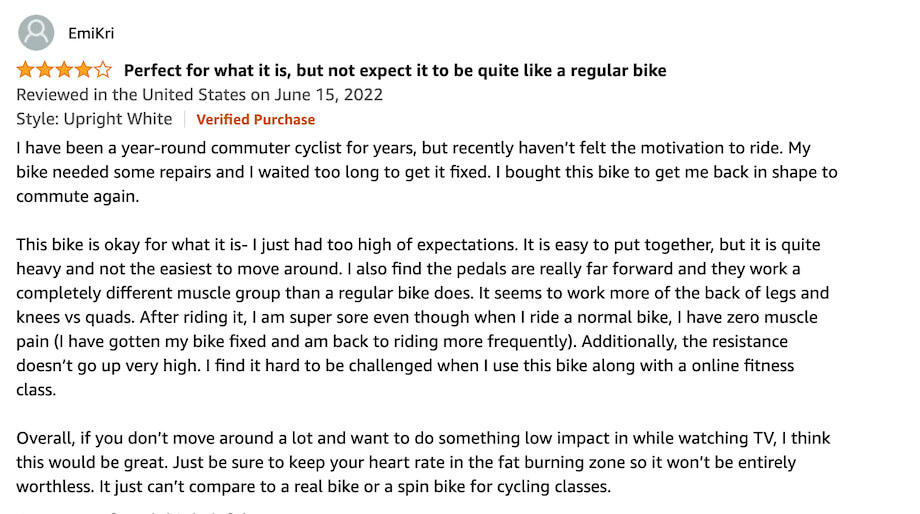 A positive review of the Marcy Foldable Exercise Bike