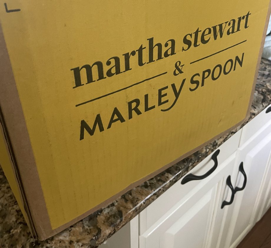 The Martha Stewart and Marley Spoon label on a newly-delivered box.