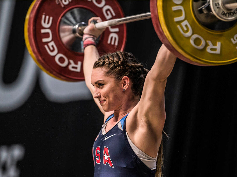 Mattie Rogers lifting weights