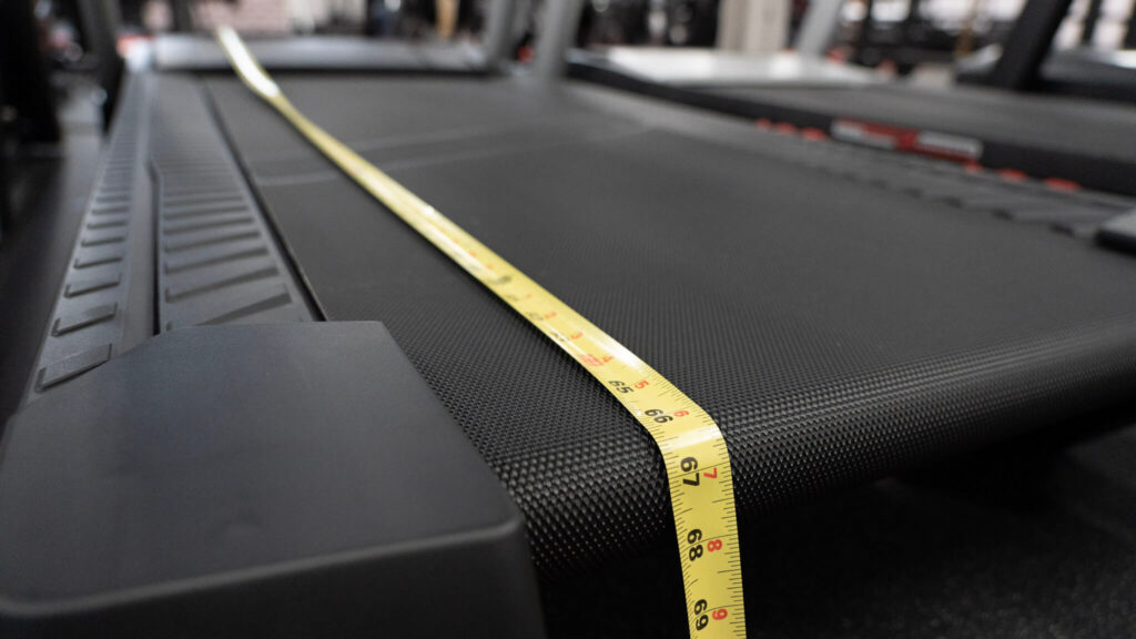 measuring tape on tread of carbon t7 treadmill