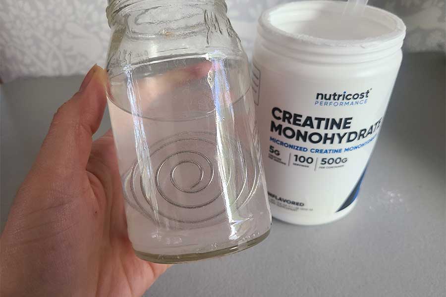 Nutricost creatine mixed in a glass