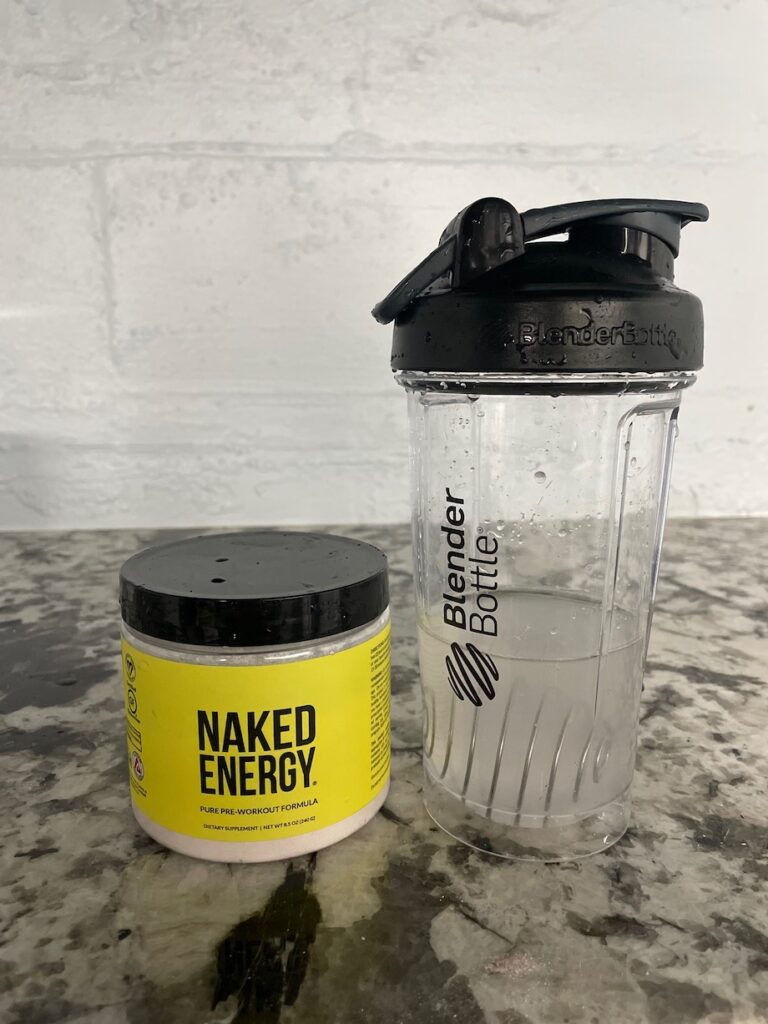 An image of Naked Nutrition Naked Energy pre-workout in a shaker