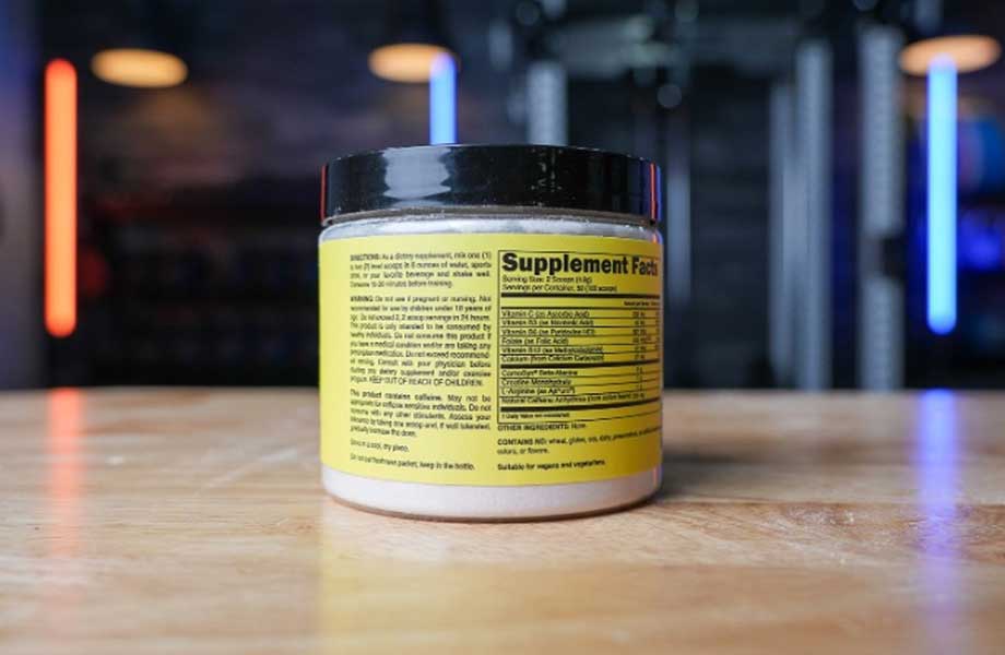 Naked Pre-Workout supplement facts label