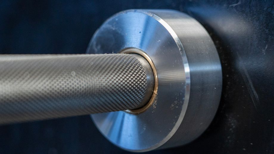 Closeup of the knurling on the dumbbell handle from the NordicTrack Vault