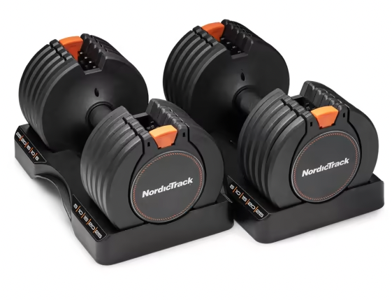 An image of the NordicTrack 25-pound select-a-weight dumbbells